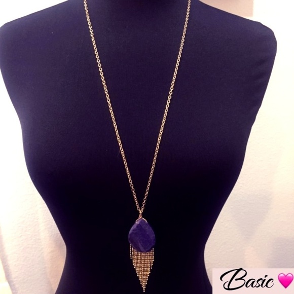 GORGEOUS Blue Stone Fringe Necklace - Picture 1 of 4